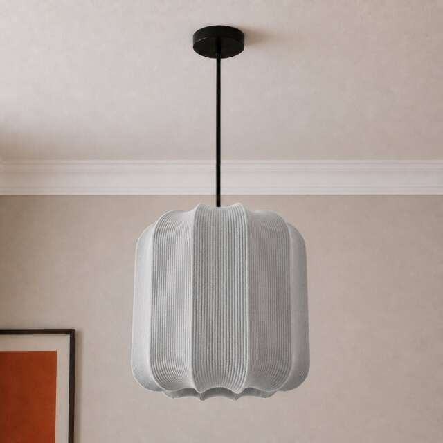 CGC LILA Grey Cylinder Ribbed Stretch Cotton Fabric Lampshade
