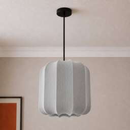 CGC LILA Grey Cylinder Ribbed Stretch Cotton Fabric Lampshade