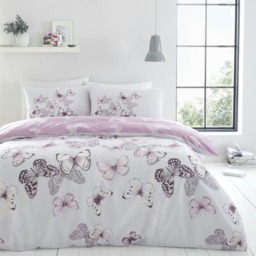Catherine Lansfield Scatter Butterfly Reversible Single Duvet Cover Set Heather