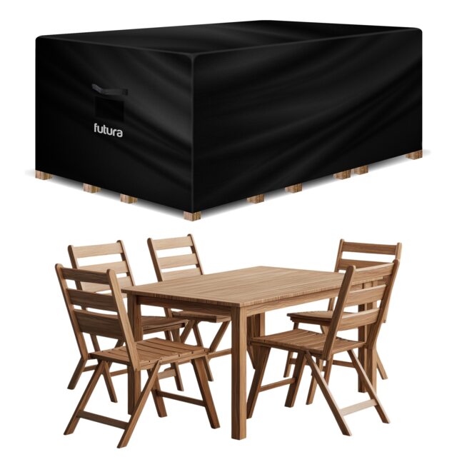 Futura Rectangular 180x120x74cm Waterproof Garden Furniture Cover 420D Black Black 180x120x74cm 1