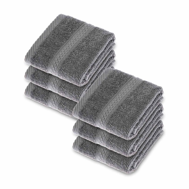 Homescapes Turkish Cotton Grey Face Cloth - Set of 6