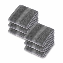Homescapes Turkish Cotton Grey Face Cloth - Set of 6