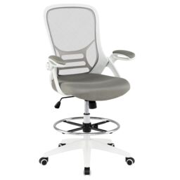 COSTWAY Ergonomic Mid Back Tall Drafting Chair Swivel Task Chair White