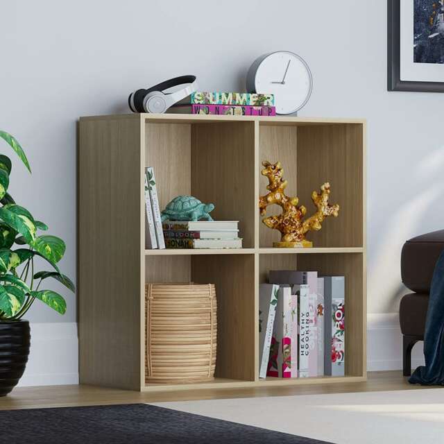Vida Designs Durham 2x2 Cube Storage Bookcase Display Unit, Oak