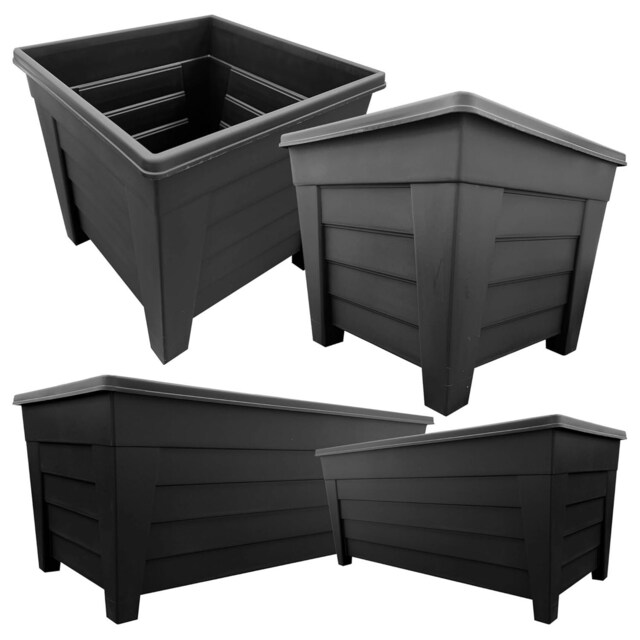 4 Grosvenor Troughs & 4 Grosvenor Black Planter Sets Ideal For Home & Garden Use Black