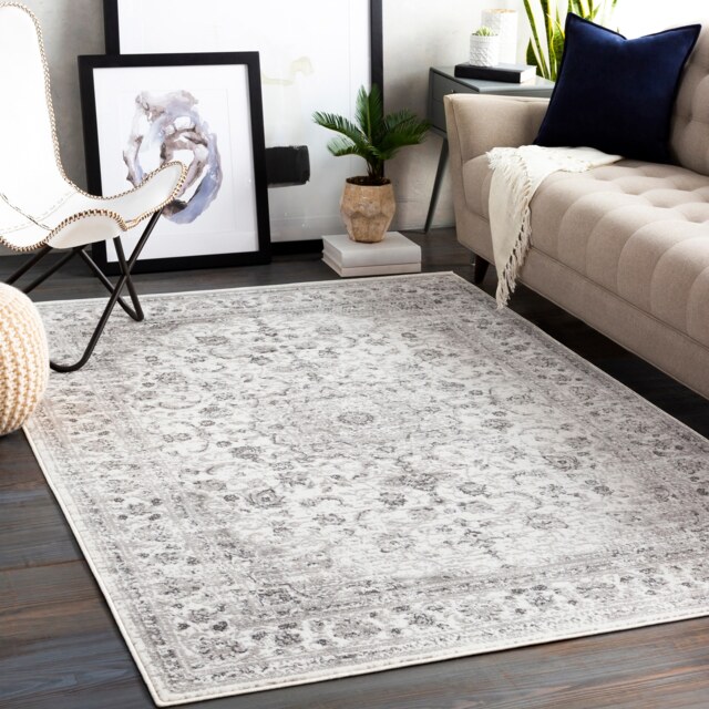 LIVABLISS Monte Carlo-Vintage Traditional Boho Rug 200 x 275 cm Grey Charcoal White