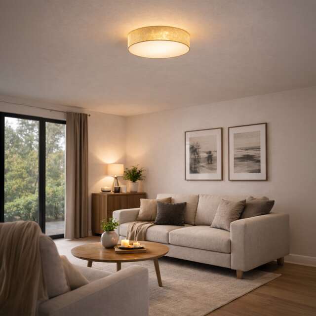 EGLO Viserbella Steel/Fabric Champagne And Gold Ceiling Light