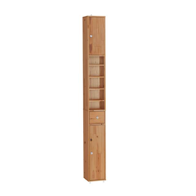 SoBuy BZR34-II-SH,Tall Bathroom Storage Cabinet with 4 Adjustable Shelves and 1 Drawer Brown Hellbraun 1