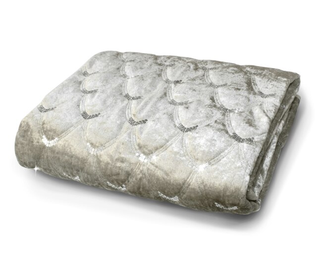 Intimates Crushed Velvet Sequins Throw - 95cm x 200cm Cream Natural