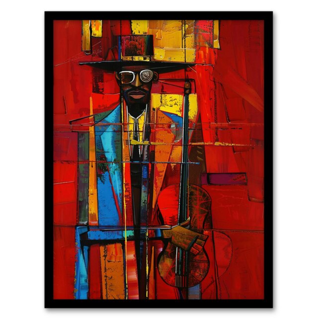 New Orleans Jazz Music Fest Abstract Home Decor Black Framed Wall Art Print A4