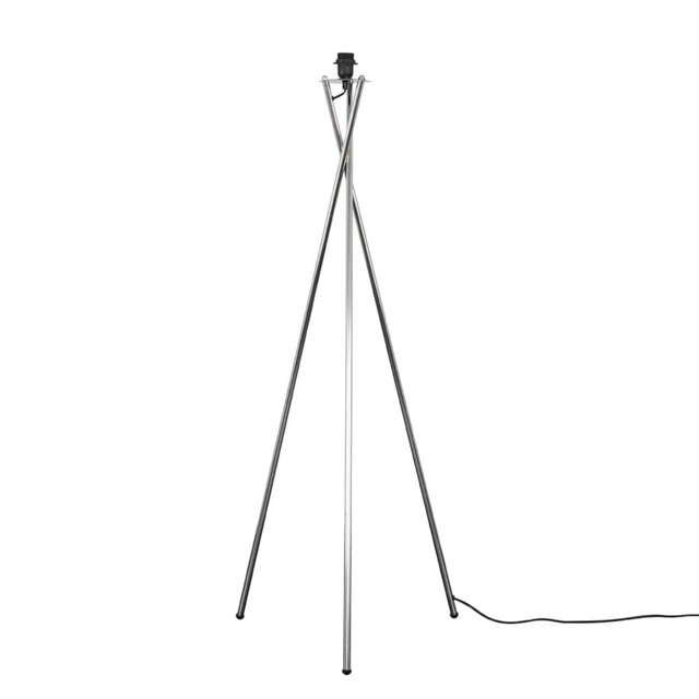 ValueLights Camden Chrome Metal Stem Tripod Floor Lamp Base Silver
