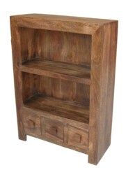 Dakota Small Bookcase - Mango Wood - L30 x W75 x H105 cm - Dark Finish Brown