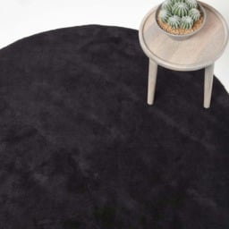 Homescapes Hand Tufted Plain Cotton Black Large Round Rug - 150 cm Diameter Black Black