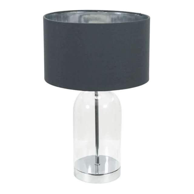 ValueLights Jessy Chrome Table Lamp Charcoal Chrome Shade