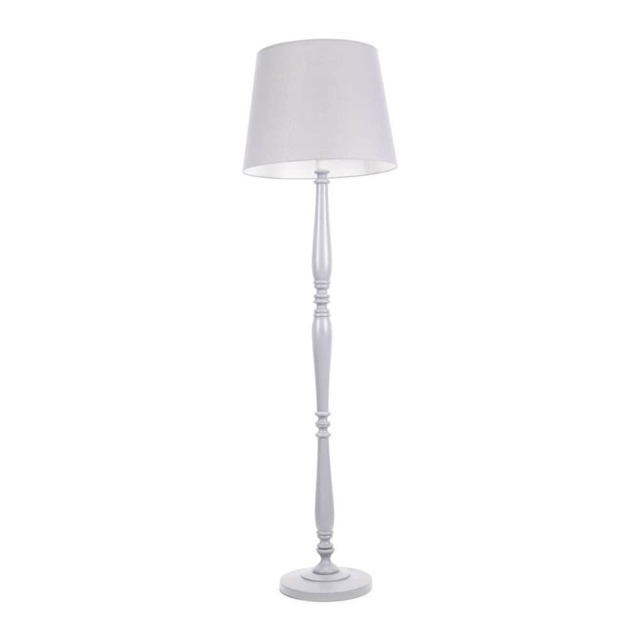 ValueLights Victoria Grey Wood Floor Lamp Grey Taper Shade and Bulb