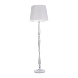 ValueLights Victoria Grey Wood Floor Lamp Grey Taper Shade and Bulb