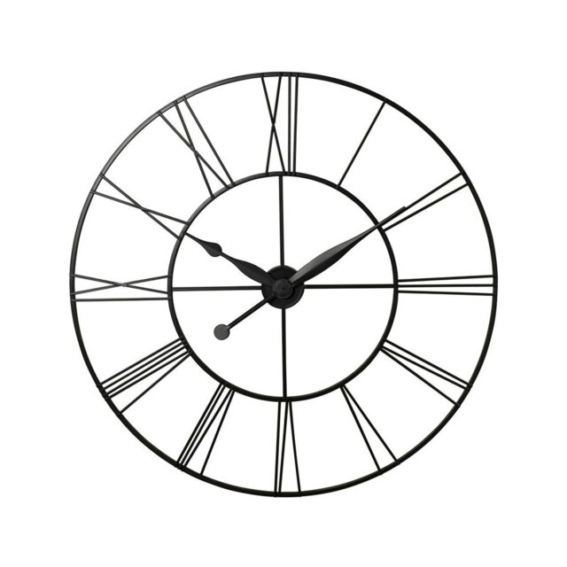 Living and Home Large Vintage Cut-Out Metal Wall Clock - 80cm - Grey Grey