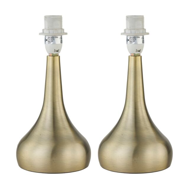 Set of 2 Romana - Antique Brass 23cm Touch Operated Table Lamp Bases