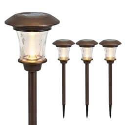 Gardenwize Solar Metal Stake Garden Lights Brown 4 Pack Black