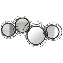 HOMCOM Metal Wall Art Decorative Mirror Decor Modern Wall Sculpture, Black