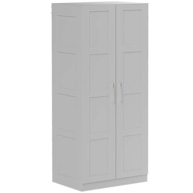HOMCOM 2 Door Wardrobe for Bedroom, Double Wardrobe with Shelves and Hanging Rail, Modern Bedroom Furniture, 80x54x180cm, Grey