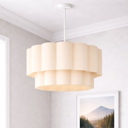 CGC Selina Scalloped Two-Tier Cream Drum Lampshade Large 48cm