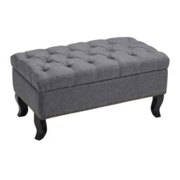 Living and Home Rectangle Ottoman Bench Nailhead Trim Buttoned - GreyLiving and Home Rectangle Ottoman Bench Nailhead Trim Buttoned - Grey