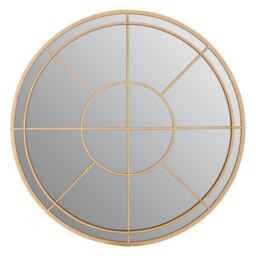 Orsina Gold Finish Round Wall Mirror, Contemporary Decorative Mirror With Luxe Wire Frame, Metal Accent Mirror