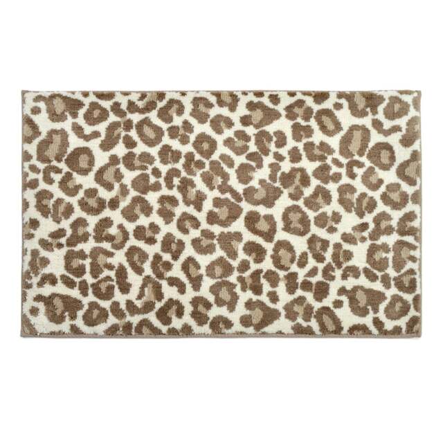 Leopard Print Bath Mat Non-Slip - Natural