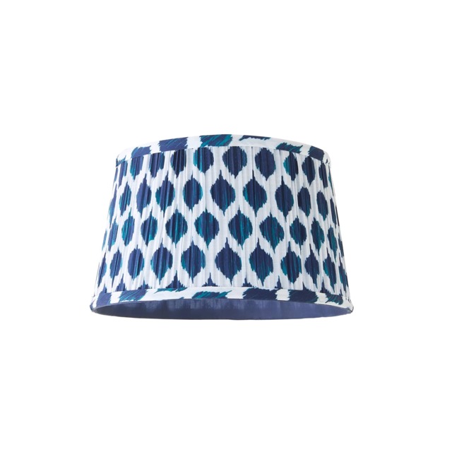 ValueLights Elijah Small Ikat Blue Pleated Taper Shade and Bulb
