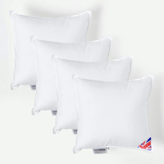 "Homescapes Luxury Super Microfibre Cushion Pad Insert Inner 30 x 30 cm (12 x 12 inches) - Pack of 4 White 30 x 30 cm (12 x 12"")"