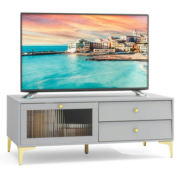 COSTWAY TV Stand for 55 Inches 120cm Entertainment Center Grey 1