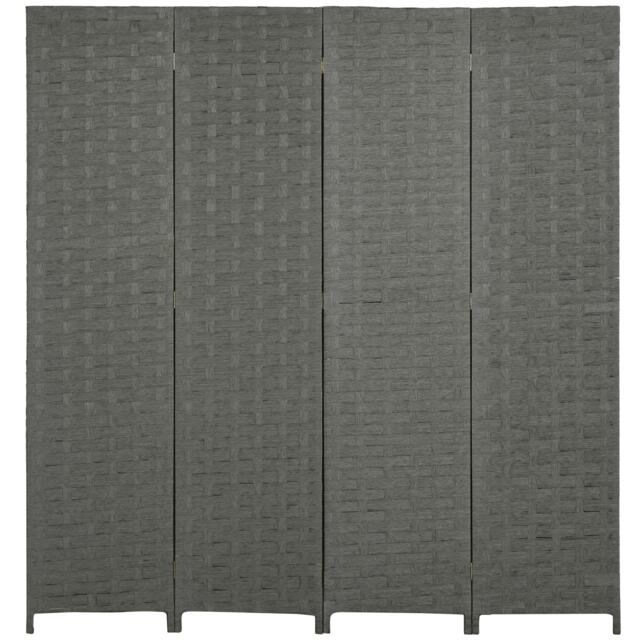 HOMCOM 4 Panel Folding Room Dividers for Wall, Privacy Screen Panels, Grey Grey