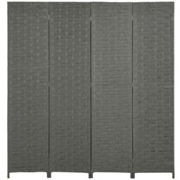 HOMCOM 4 Panel Folding Room Dividers for Wall, Privacy Screen Panels, Grey Grey