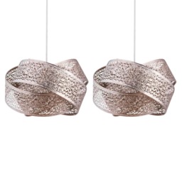 Set of 2 Moroccan Style Layered Ceiling Light Shades Chrome Medium 2