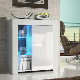 Sideboard Cabinet Storage Unit Cupboard White High Gloss Modern Furniture 75cm