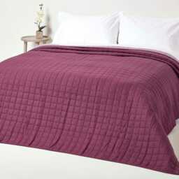 Homescapes Cotton Quilted Reversible Bedspread Lavender Purple -150 x 200 cm
