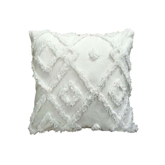 Shabby Chic Tuft Cushion - 43cm x 43cm White
