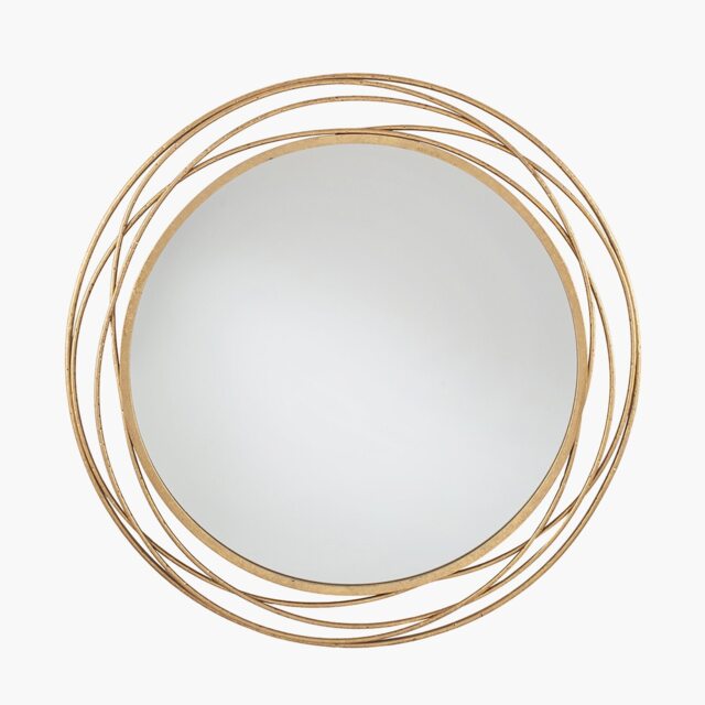 Antique Gold Swirl Frame Round Decorative Wall Mirror
