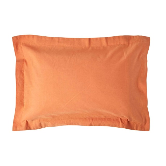 Homescapes Burnt Orange Linen Oxford Pillowcase - King Size Orange King