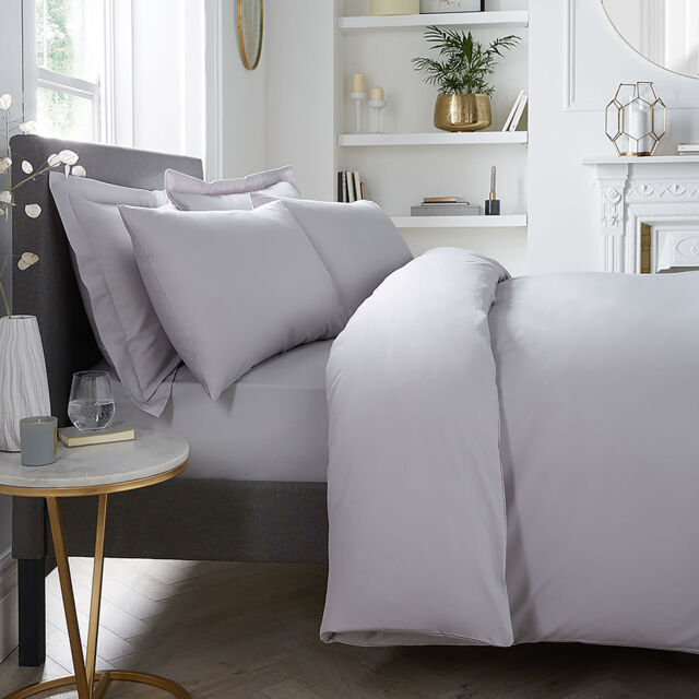 Serene Plain Dyed Fitted Bed Sheet Silver