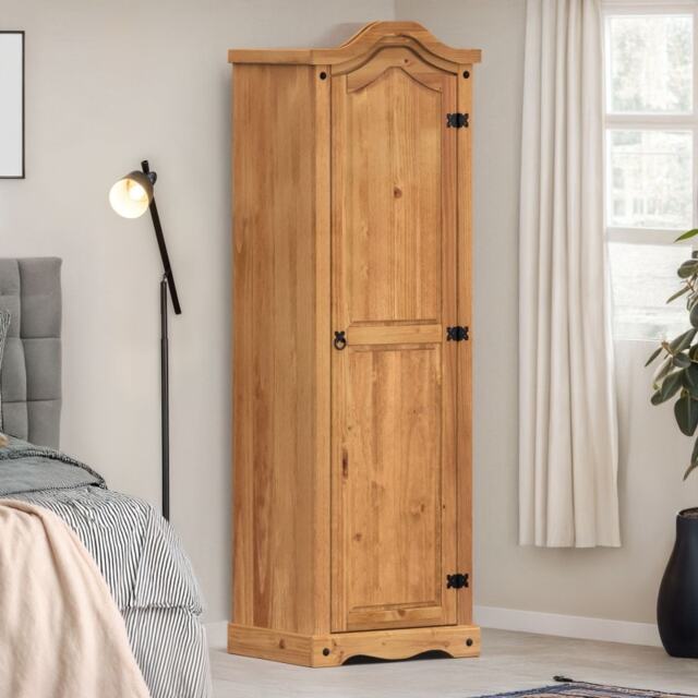 Mercers Furniture Corona 1 Door Wardrobe Arch Top Single Robe Solid Wood Pine Wooden Bedroom with Mexican Styling