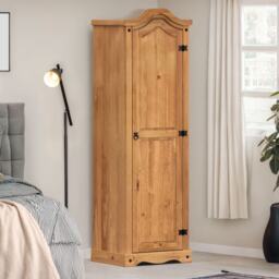 Mercers Furniture Corona 1 Door Wardrobe Arch Top Single Robe Solid Wood Pine Wooden Bedroom with Mexican Styling