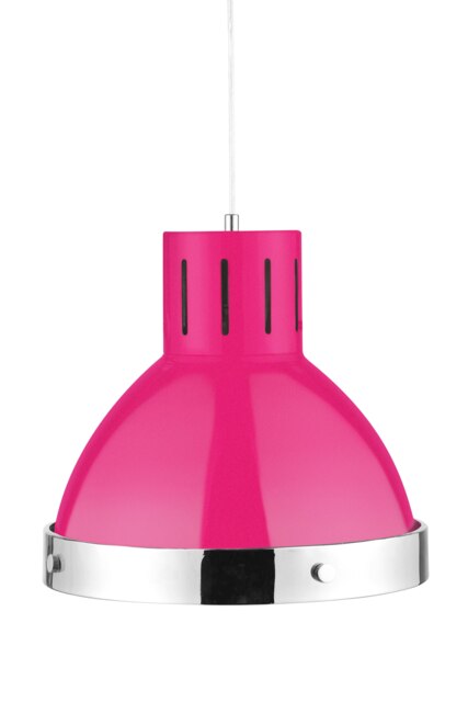 Orsina Jasper Hot Pink and Chrome Bell Shaped Pendant Light