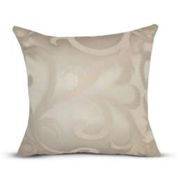 Metallic Thread Detail Luxury Jacquard Scroll Cushion - 43cm x 43cm Cream