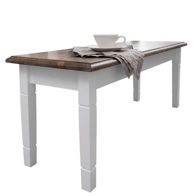 Hallway Bench Kitchen Dining Entryway in White and Dark Pine Canterbury 117cm White M