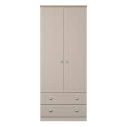 Cumbria Tall 2 Drawer Double Wardrobe in Kashmir Ash & Bardolino Oak (Ready Assembled) Cream Kashmir Ash & Bardolino Oak