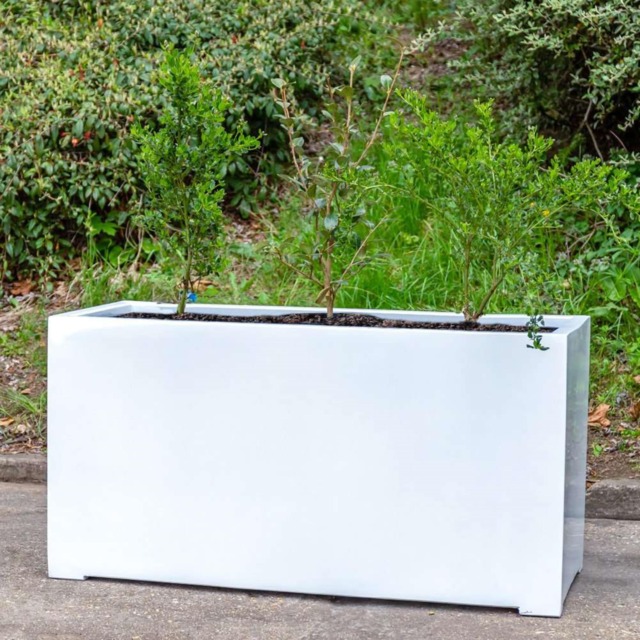 Primrose Stone Composite White Trough Outdoor Garden Planter 120cm