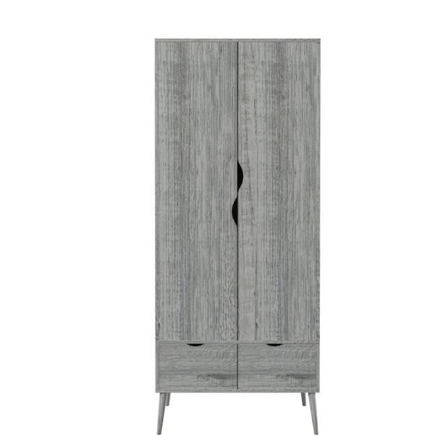Malmo 2 Door 2 Drawer Wardrobe with Scandi Legs Cupboard Hanging Rail 180cm Multi Ash Grey 1