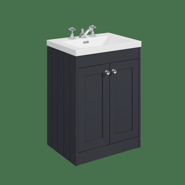 Balterley Floor Standing 2 Door Unit with Minimalist Basin 3 Tap Hole Grey 800 x 600 x 453mm